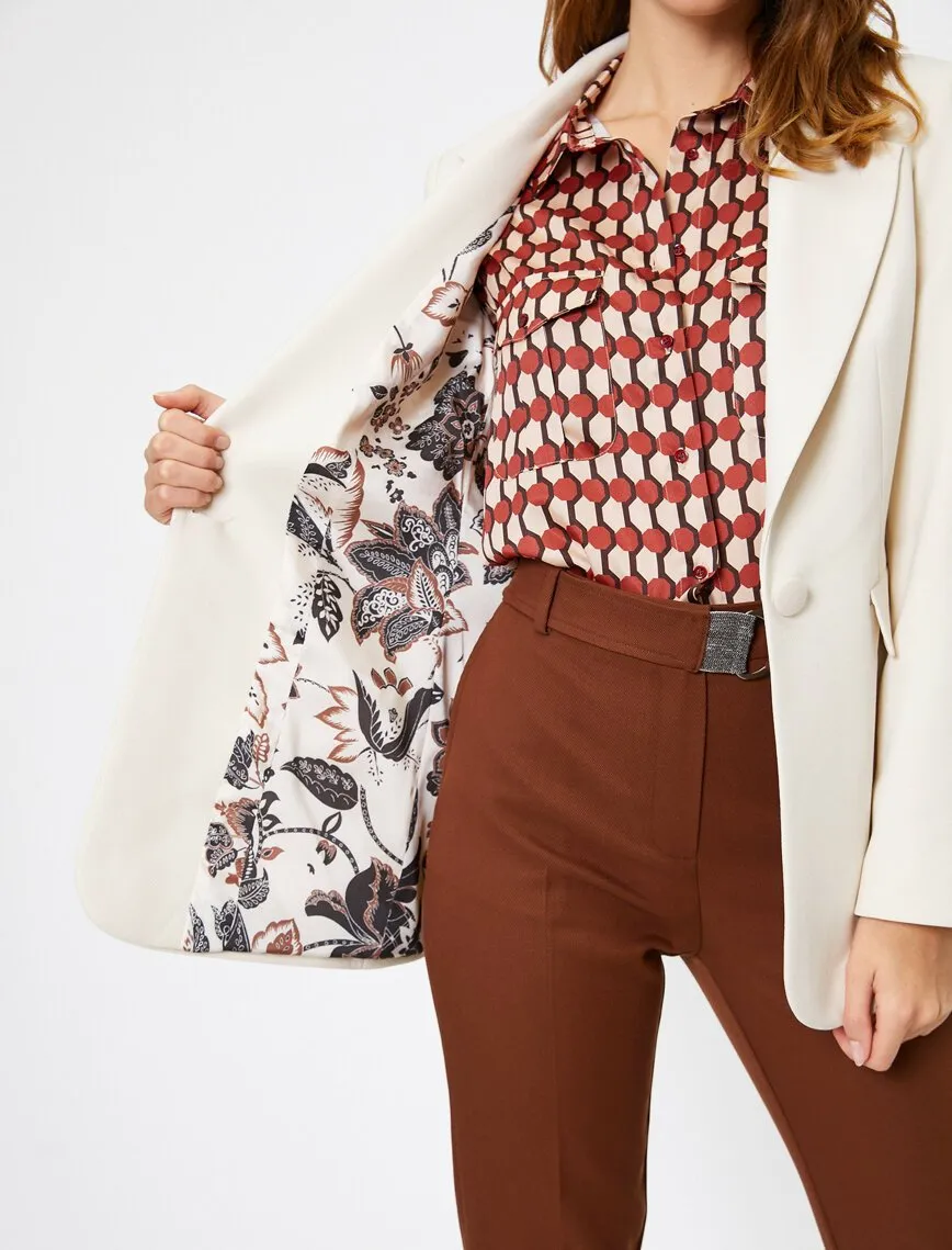 14937 Cream Classic Collar Jacket