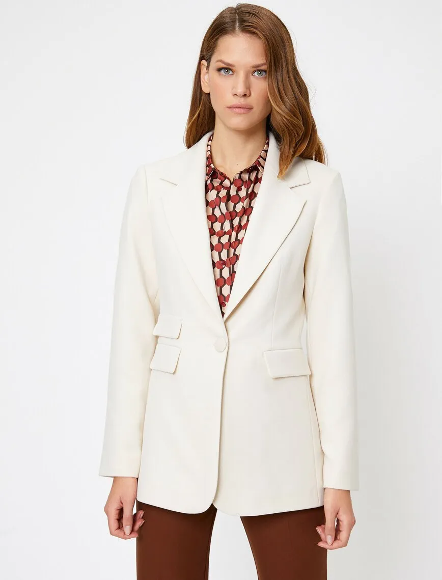 14937 Cream Classic Collar Jacket