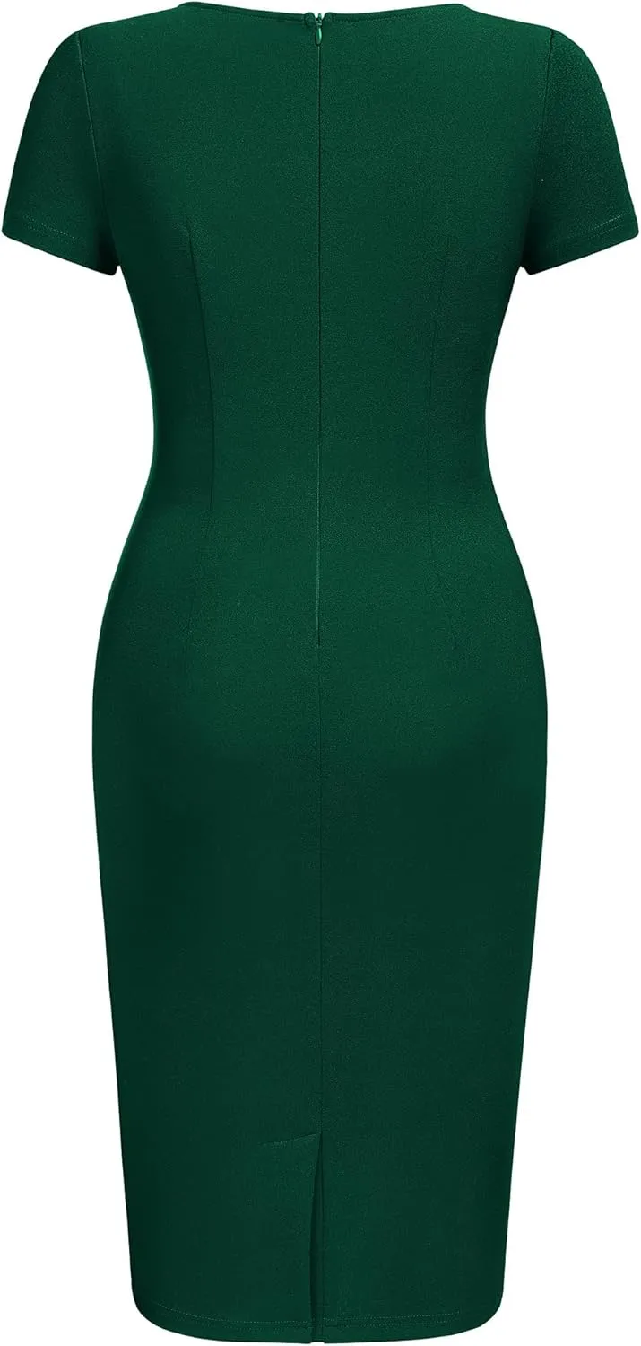 AISIZE Women's Classic Keyhole Neck Wrap Cocktail Party Sheath Dress