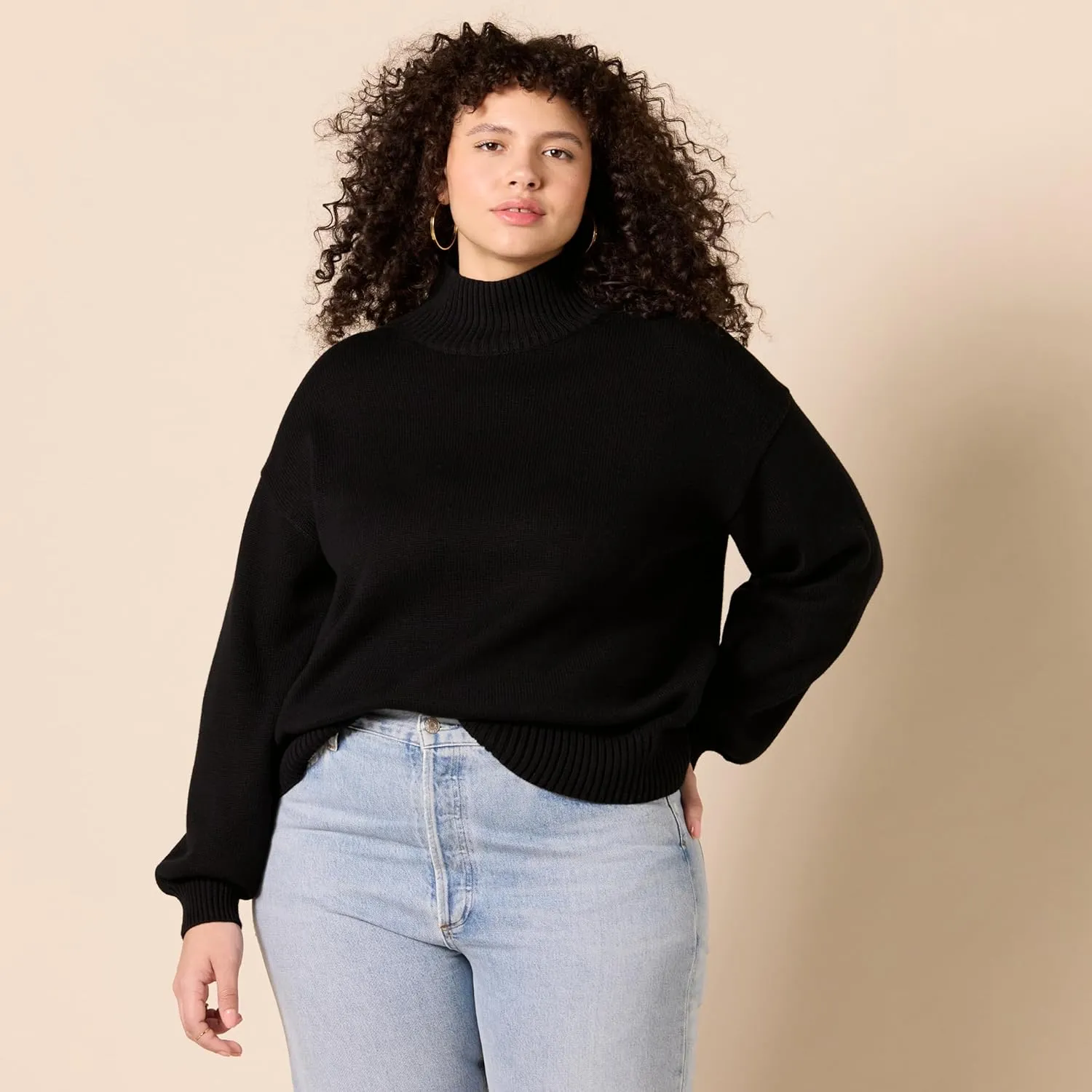 Amazon Essentials Cotton Sweaters for Women - Funnel-Neck, Available in Plus Size