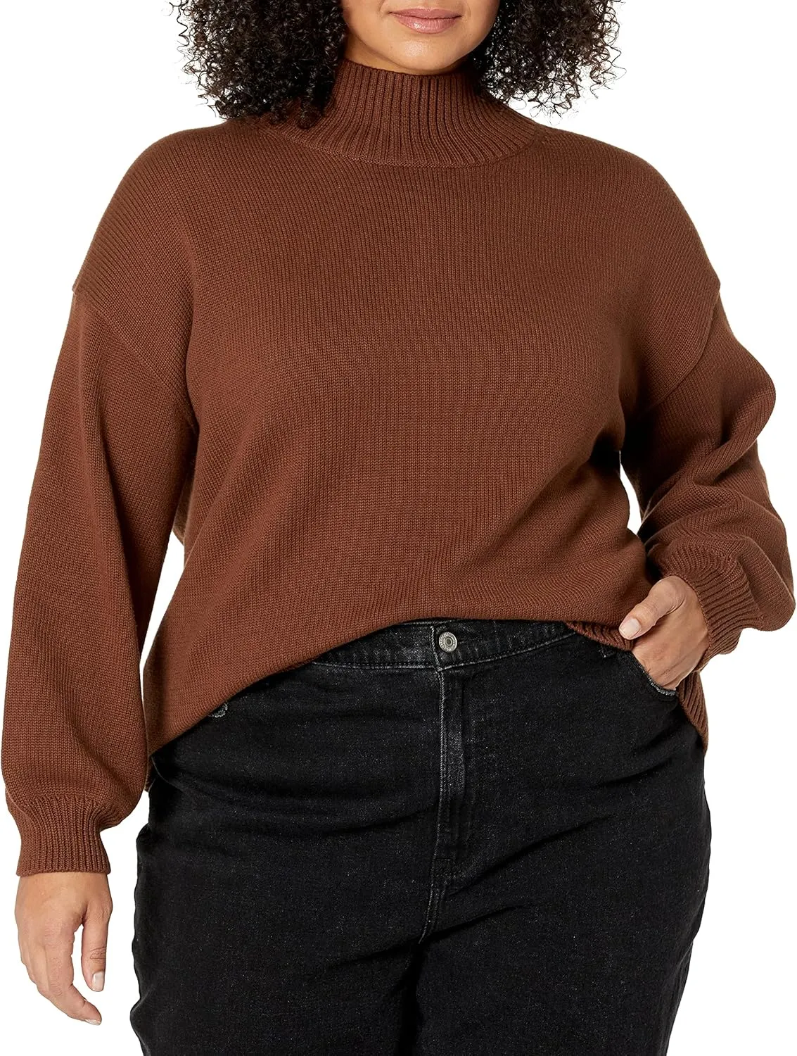 Amazon Essentials Cotton Sweaters for Women - Funnel-Neck, Available in Plus Size