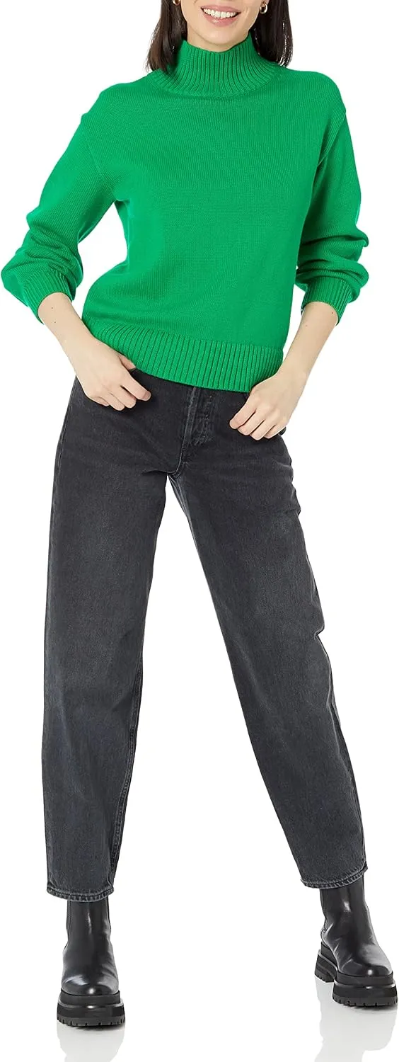 Amazon Essentials Cotton Sweaters for Women - Funnel-Neck, Available in Plus Size