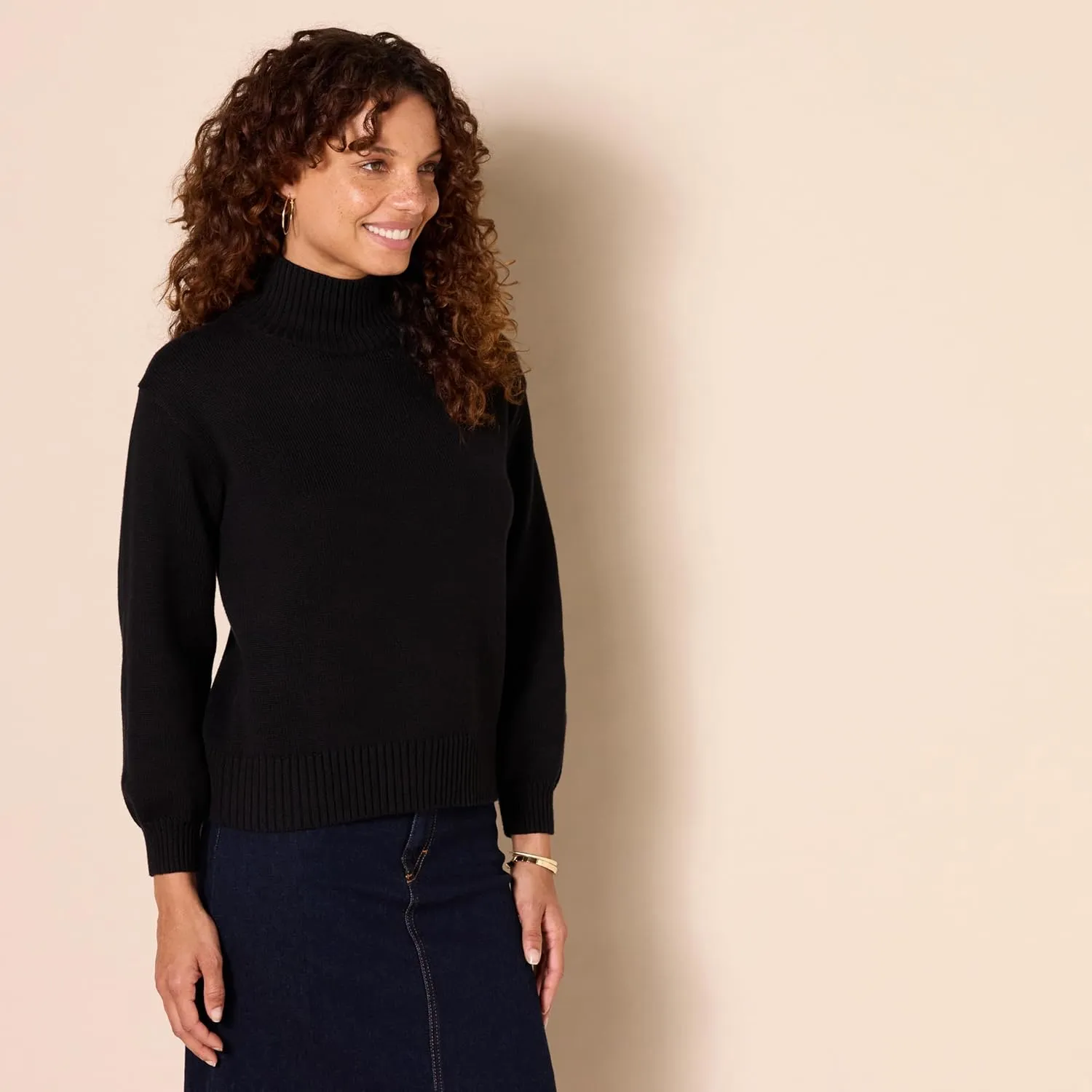 Amazon Essentials Cotton Sweaters for Women - Funnel-Neck, Available in Plus Size