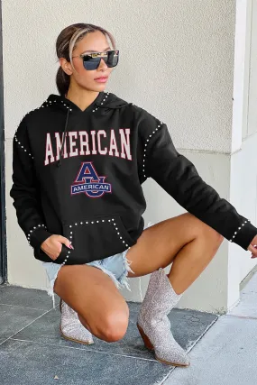 AMERICAN UNIVERSITY EAGLES BELLE OF THE BALL STUDDED DETAIL FLEECE FRONT POCKET HOODIE