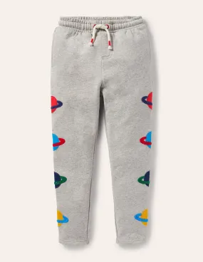 Appliqué Joggers-Grey Marl Space Planets