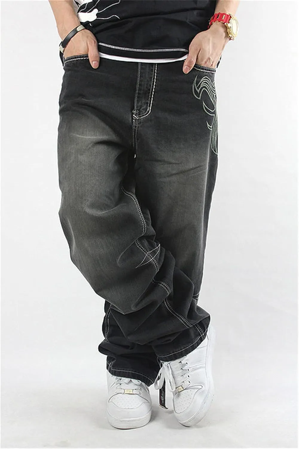 Baggy Jeans for Men Loose Fit Skateboard Pants Street Hip Hop Jeans