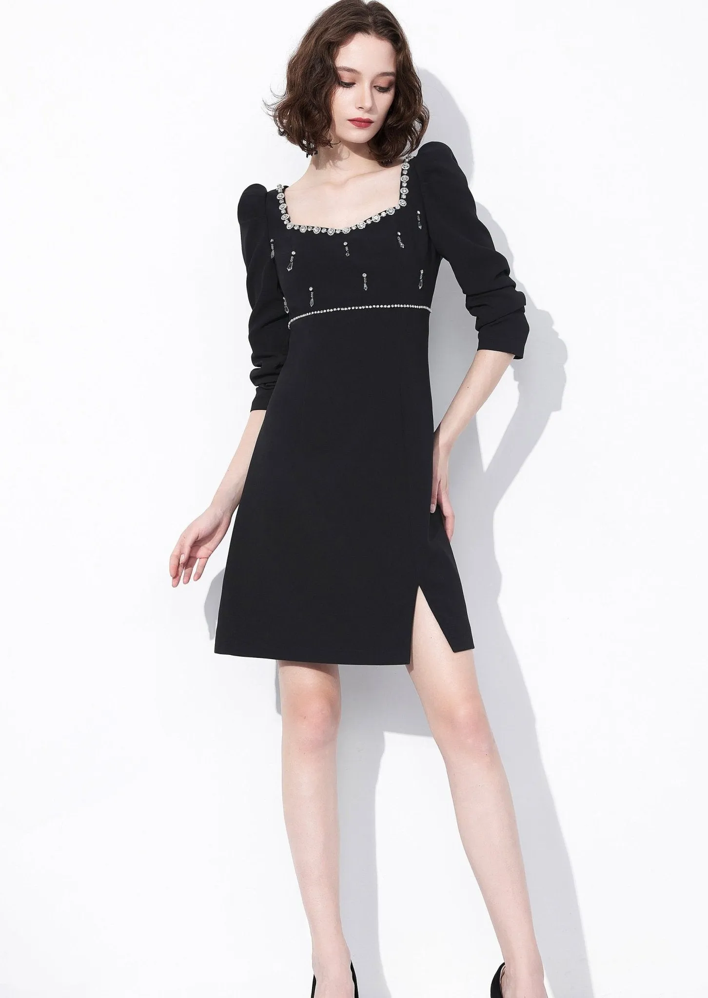 BEADED HIGH WAIST DRESS