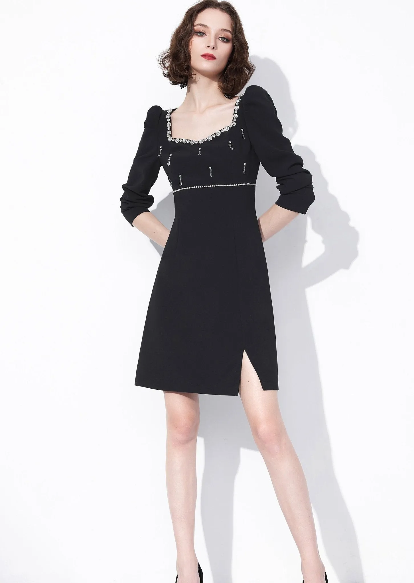 BEADED HIGH WAIST DRESS