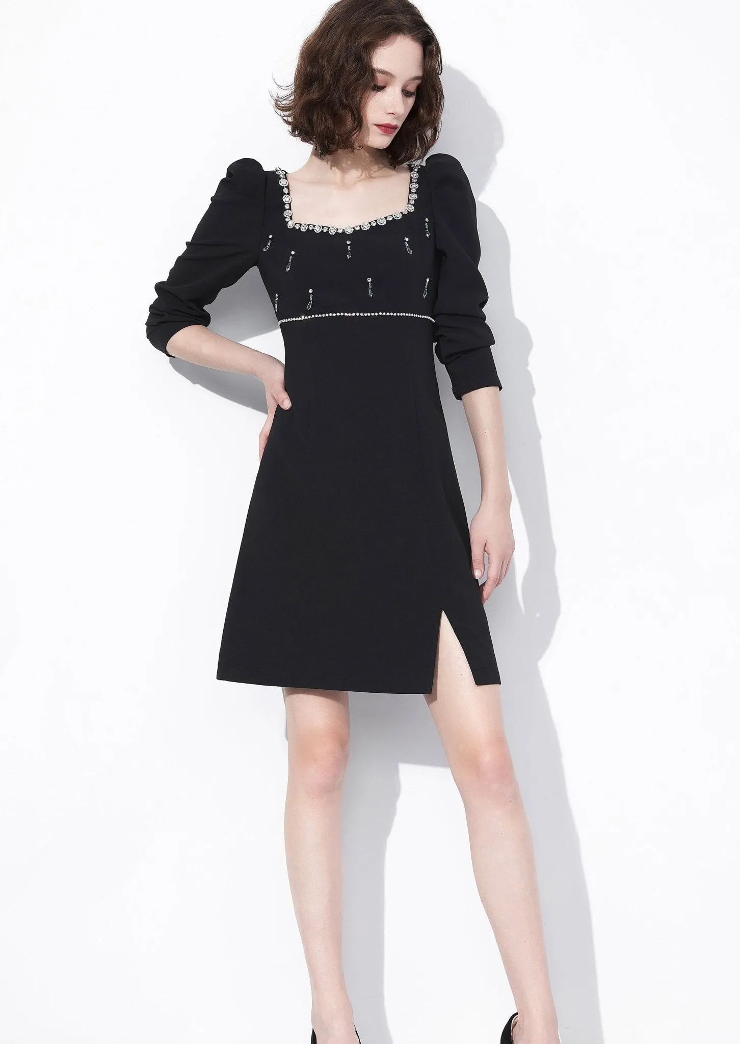 BEADED HIGH WAIST DRESS