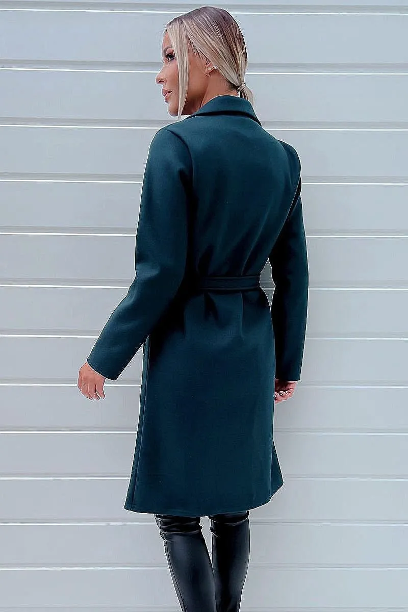 Belted Longline Wool Look Coat
