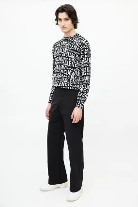 Black Nylon Straight Leg Pant