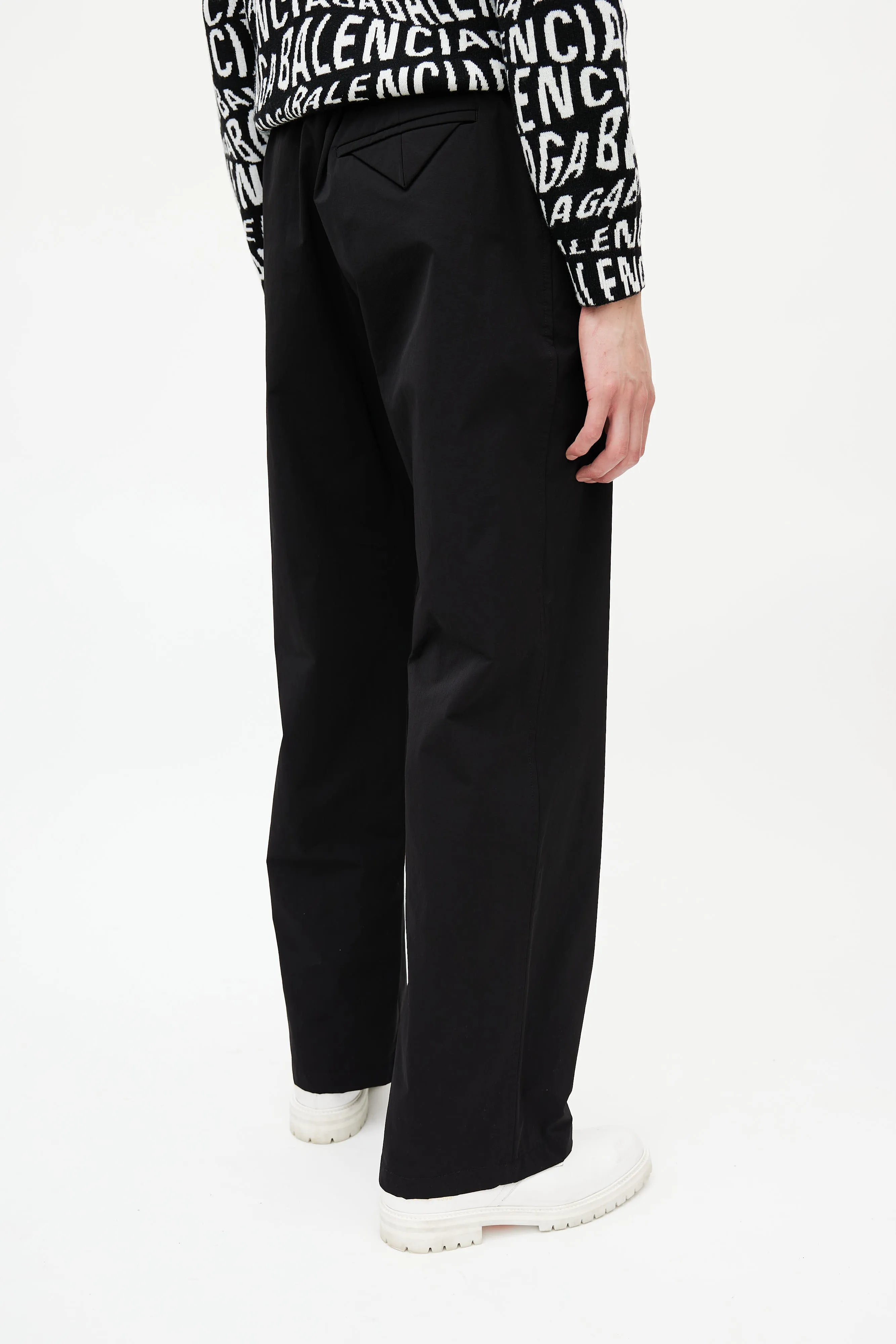 Black Nylon Straight Leg Pant