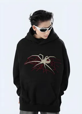 Black Spider Goth Fleece Hoodie