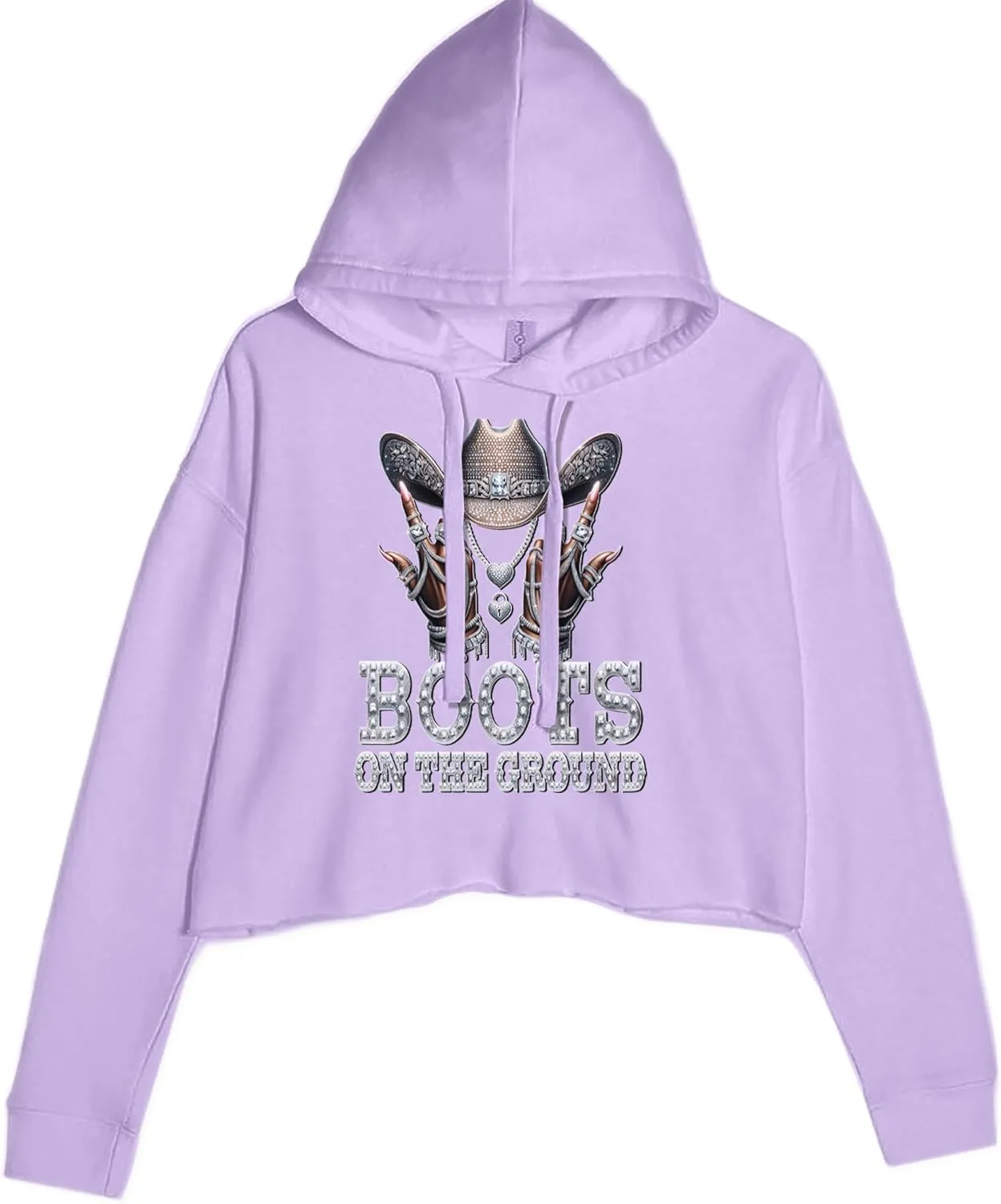 Boots On The Ground Bling Cropped Fleece Hoodie, Soft & Cozy, Trendy Fit