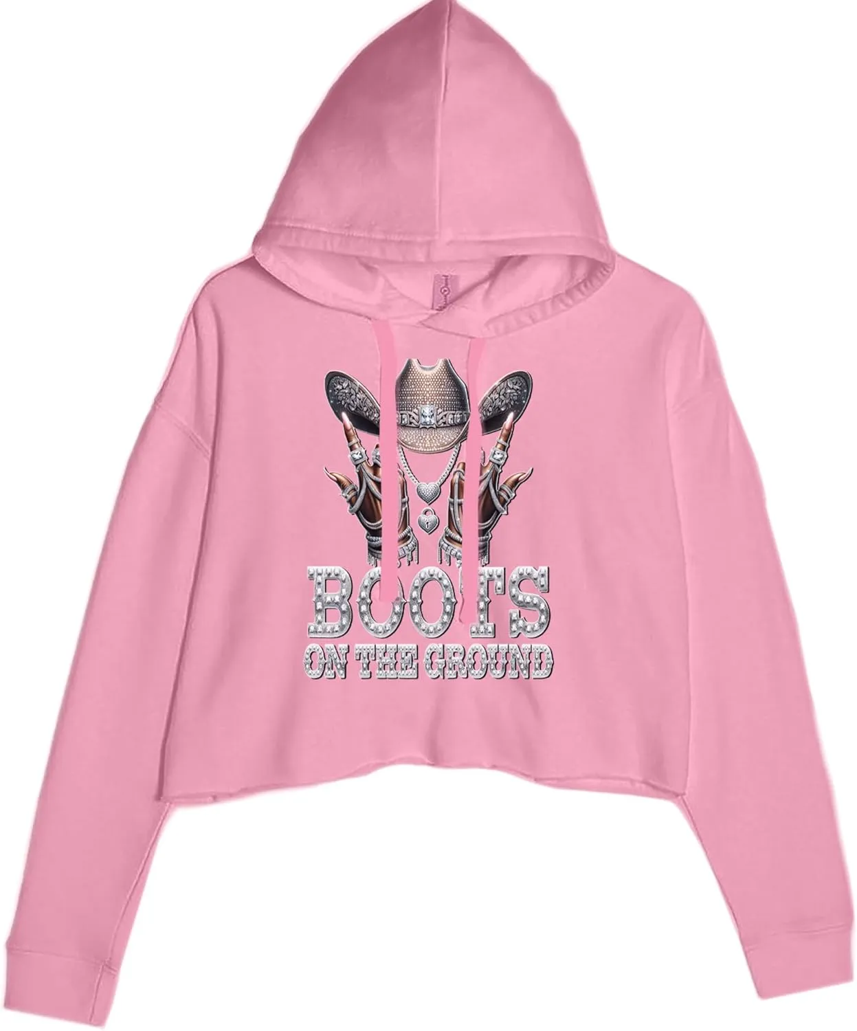 Boots On The Ground Bling Cropped Fleece Hoodie, Soft & Cozy, Trendy Fit