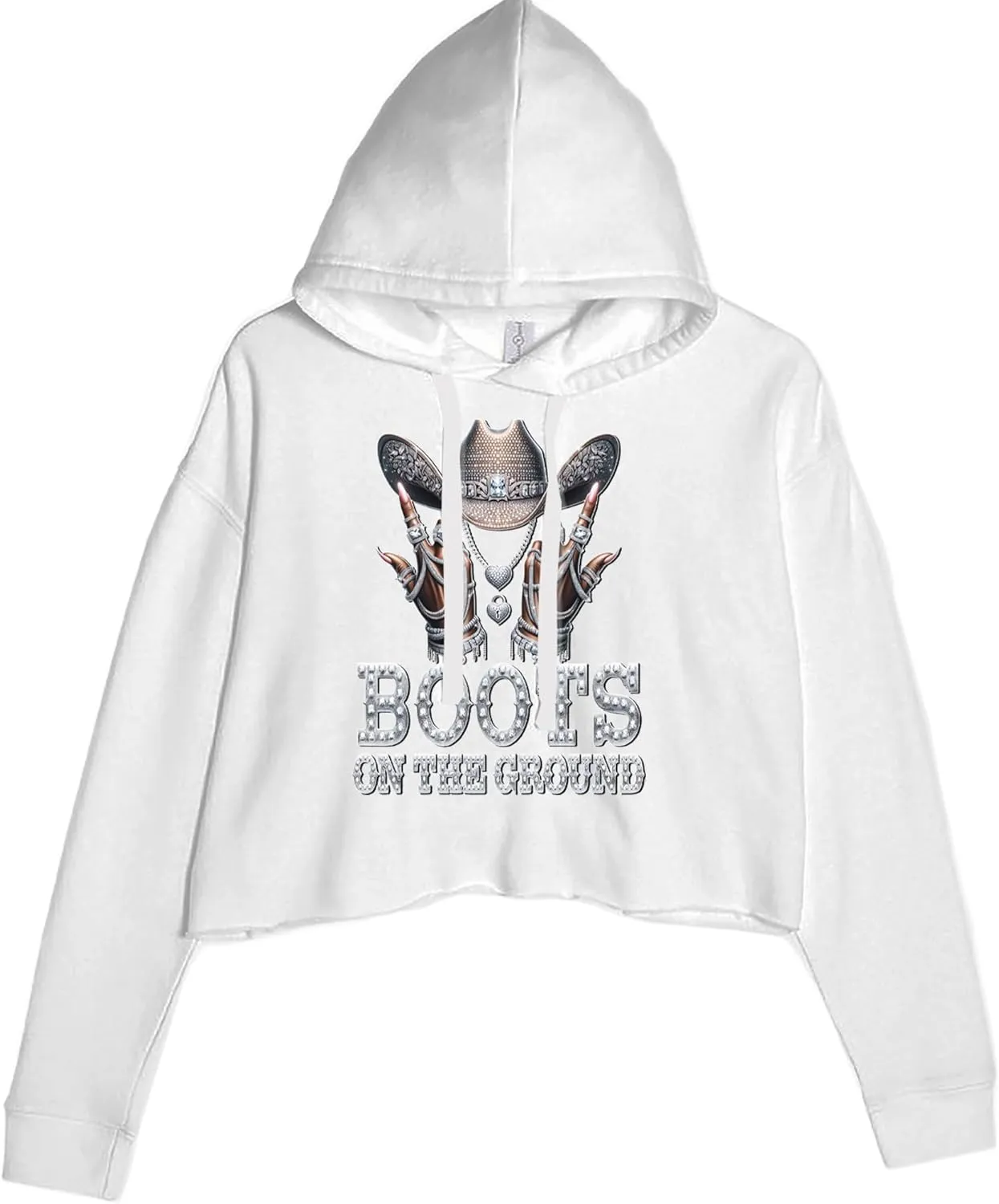 Boots On The Ground Bling Cropped Fleece Hoodie, Soft & Cozy, Trendy Fit