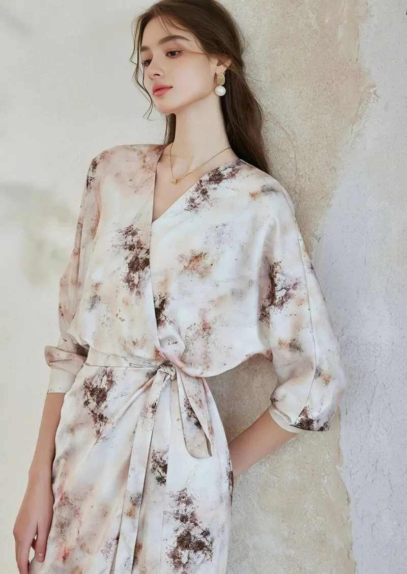 CACHECOEUR PRINT SATIN DRESS