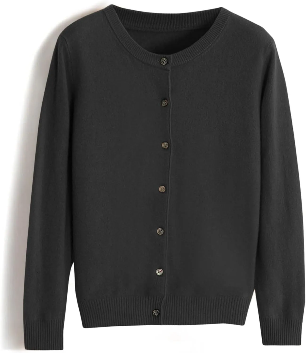 Cardigan Sweaters for Women Long Sleeve Crew Neck Soft Cashmere Sweater Open Front Button Lightweight Warm Outerwear