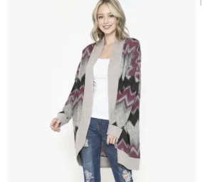 Chevron Cardigan in Gray