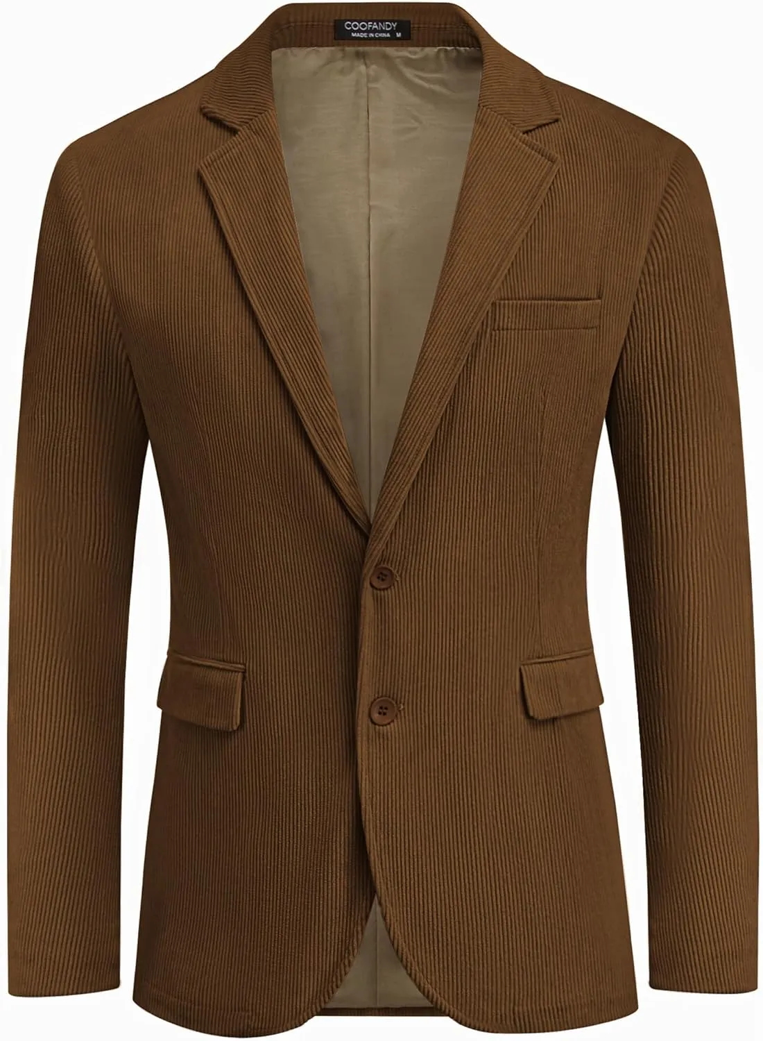 COOFADNY Men's Casual Corduroy Blazer Classic Fit Two Button Sport Coat Fashion Notch Lapel Blazer Jacket