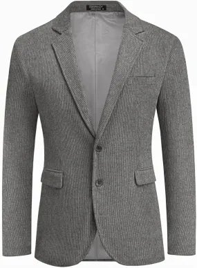 COOFADNY Men's Casual Corduroy Blazer Classic Fit Two Button Sport Coat Fashion Notch Lapel Blazer Jacket