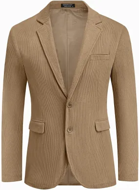COOFADNY Men's Casual Corduroy Blazer Classic Fit Two Button Sport Coat Fashion Notch Lapel Blazer Jacket