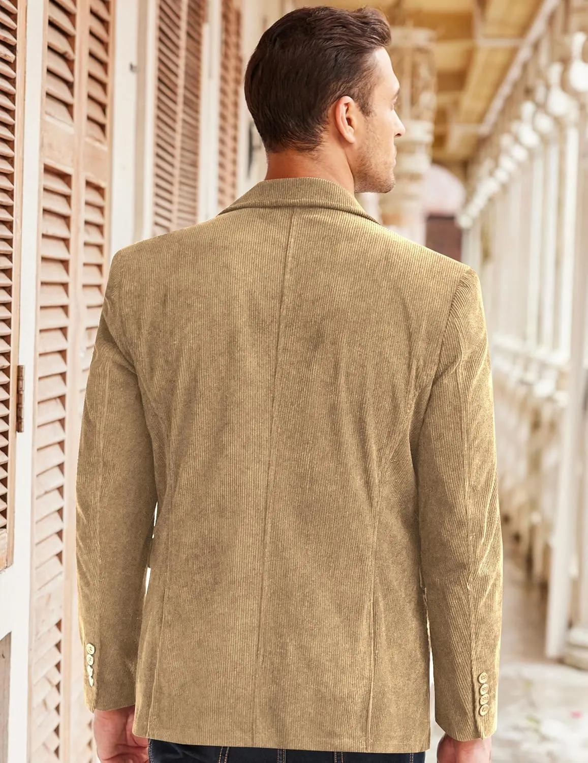 COOFADNY Men's Casual Corduroy Blazer Classic Fit Two Button Sport Coat Fashion Notch Lapel Blazer Jacket