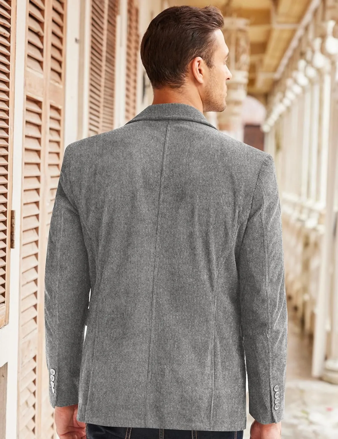COOFADNY Men's Casual Corduroy Blazer Classic Fit Two Button Sport Coat Fashion Notch Lapel Blazer Jacket