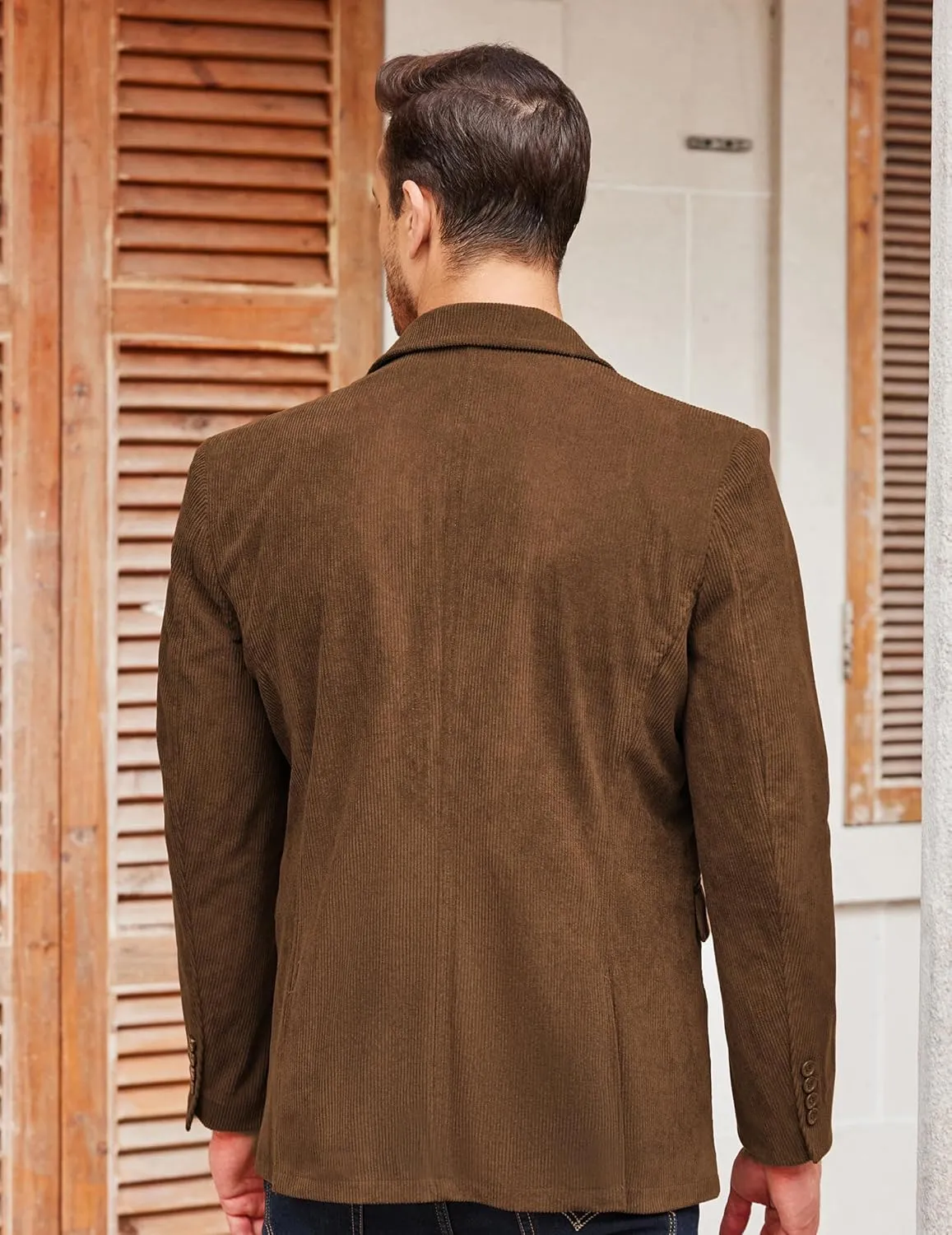 COOFADNY Men's Casual Corduroy Blazer Classic Fit Two Button Sport Coat Fashion Notch Lapel Blazer Jacket