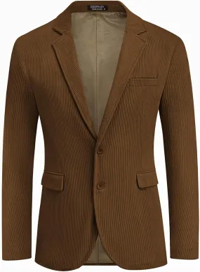 COOFADNY Men's Casual Corduroy Blazer Classic Fit Two Button Sport Coat Fashion Notch Lapel Blazer Jacket