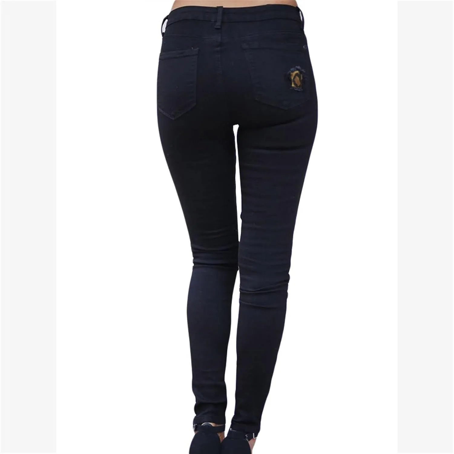 DGHM-JLMY Women's Ripped Washed Patch Jeans Boyfriend Patchwork Stretch Skinny Denim Jeans Destroyed Raw Hem Hole Jeans