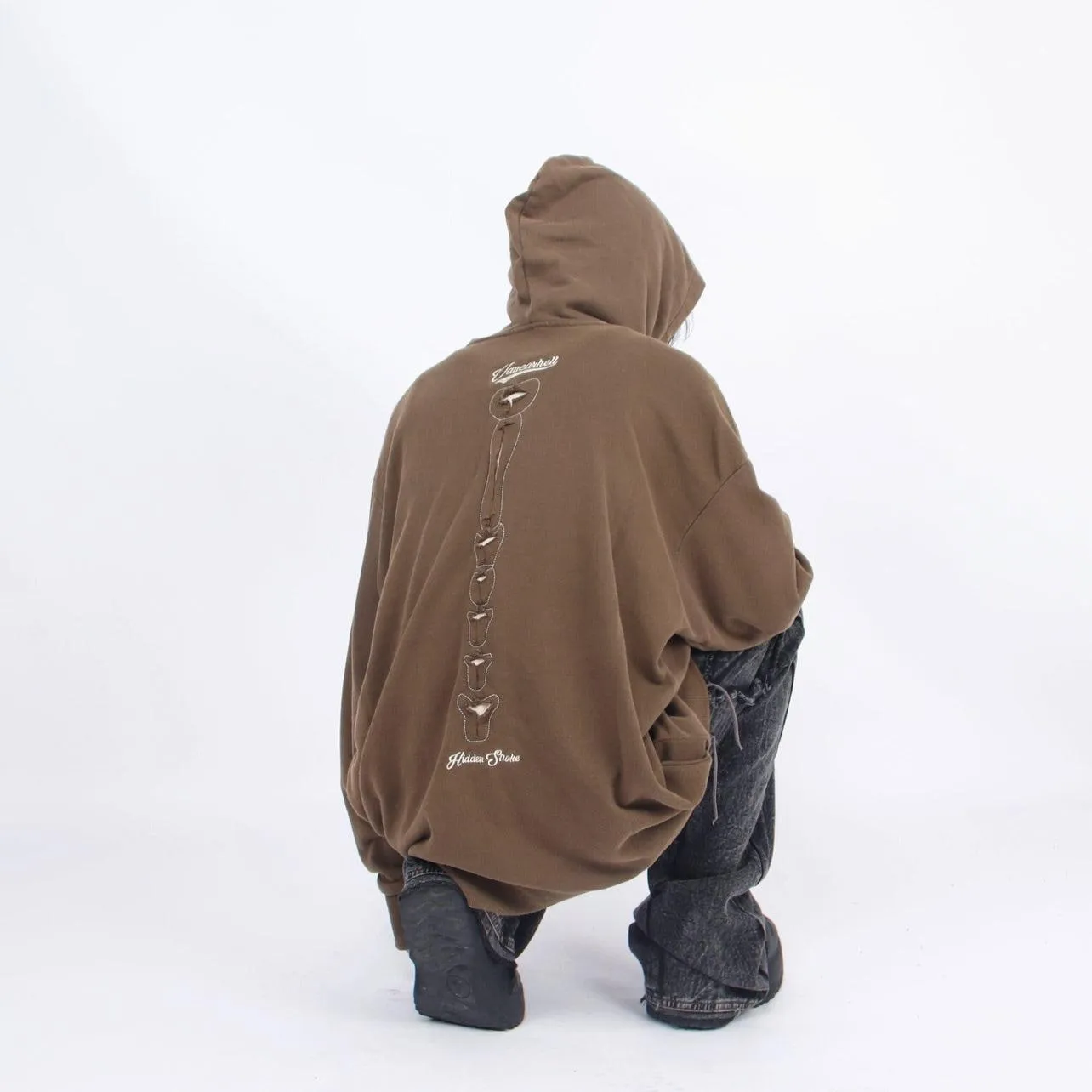 Distressed Skeleton Cutout Hoodie