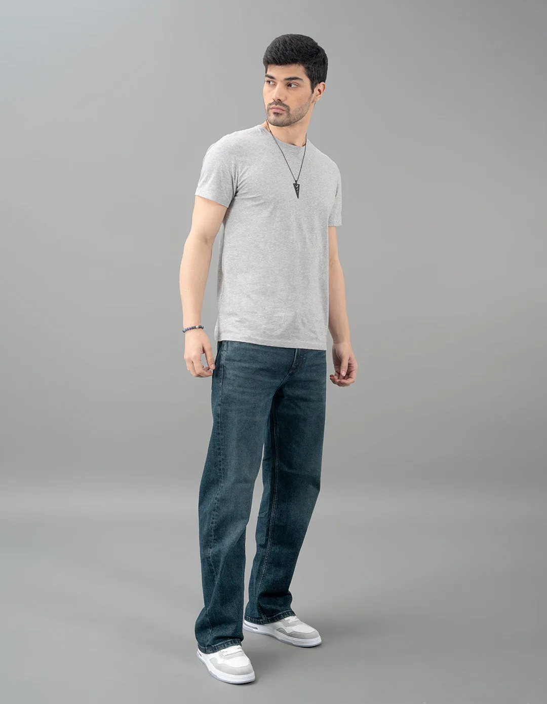 Dk Blue 5 Pocket Midrise Loose Fit Jeans