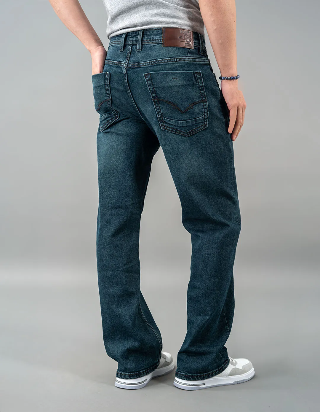 Dk Blue 5 Pocket Midrise Loose Fit Jeans