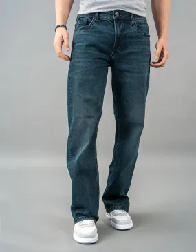 Dk Blue 5 Pocket Midrise Loose Fit Jeans