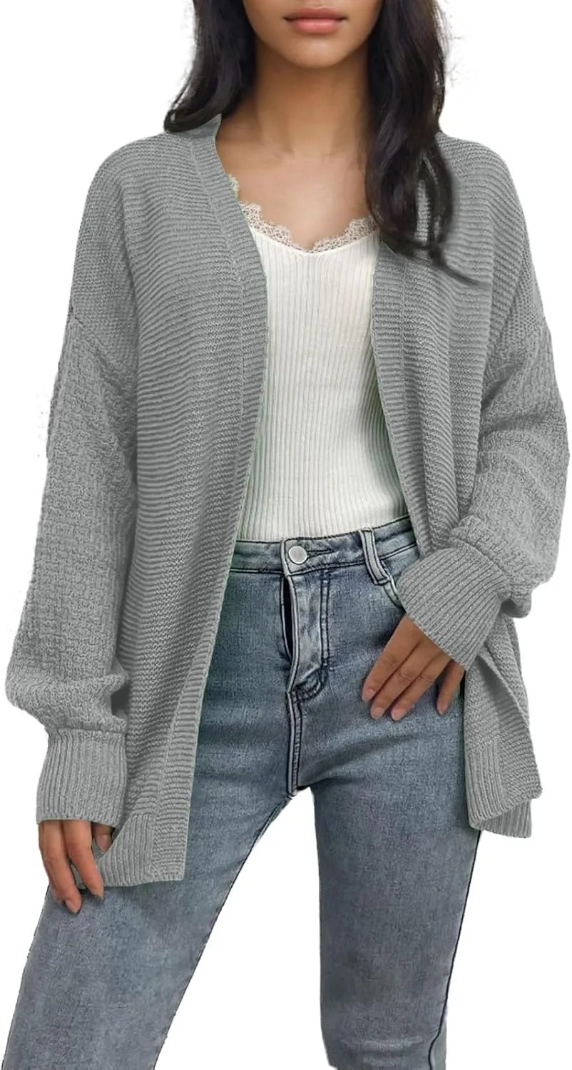 Febecool Women's Open Front Knit Cardigan Long Sleeve Casual Loose Halloween Sweater Coat Soft Lightweight Outerwear