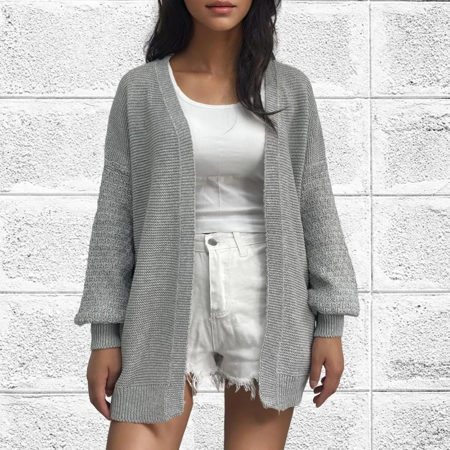 Febecool Women's Open Front Knit Cardigan Long Sleeve Casual Loose Halloween Sweater Coat Soft Lightweight Outerwear