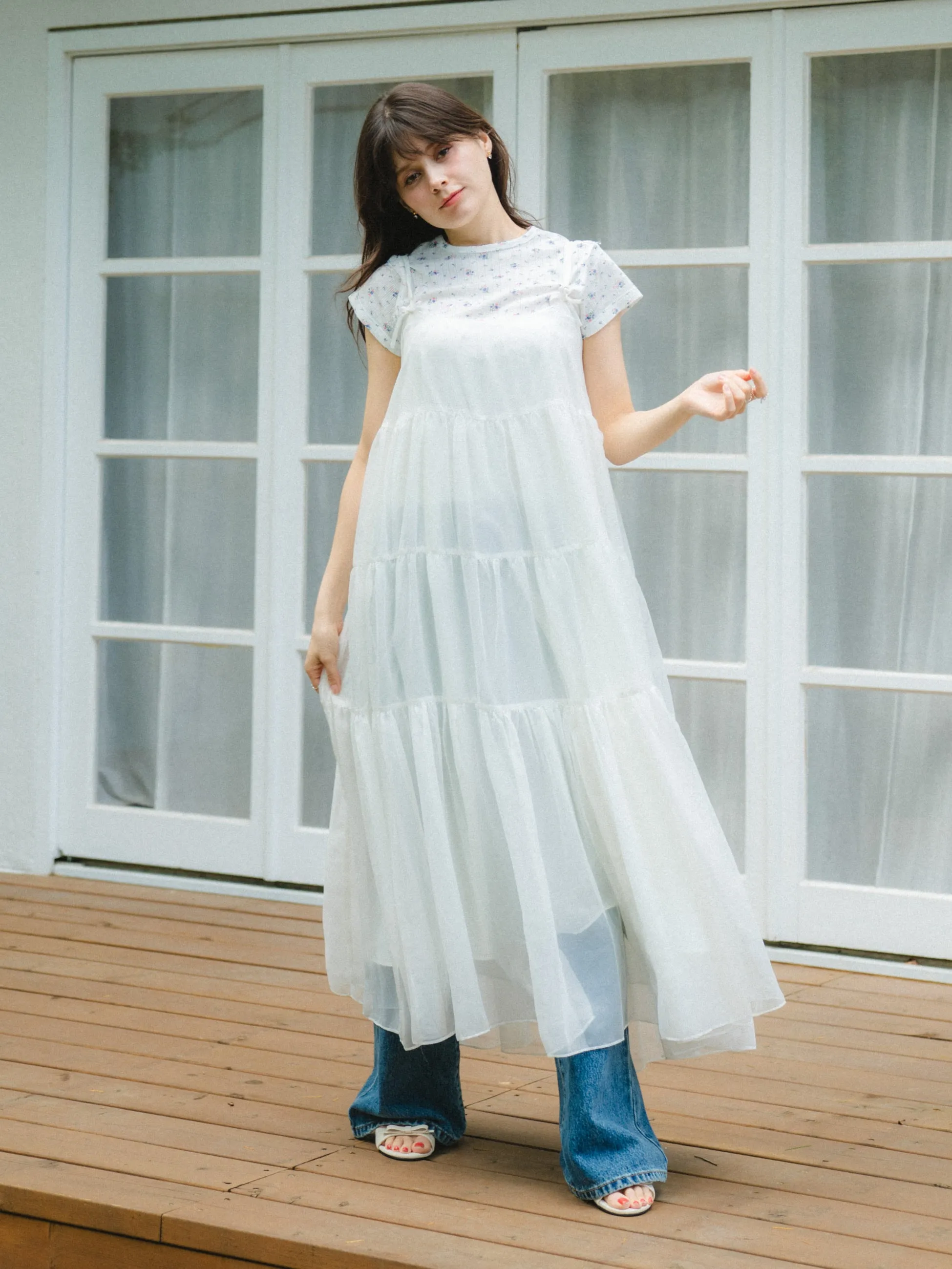 Feminine Tiered Long Dress
