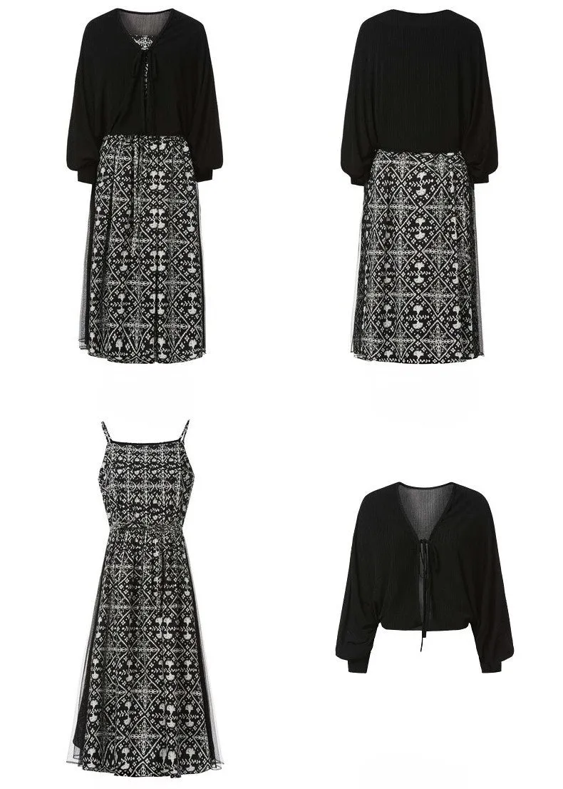 FLORAL MESH DRESS AND CARDIGAN