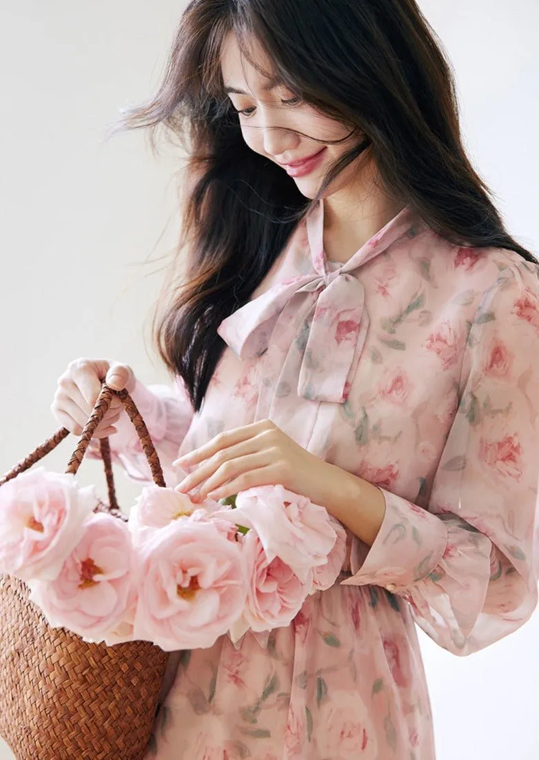 FLORAL WAIST SLIM MIDI DRESS