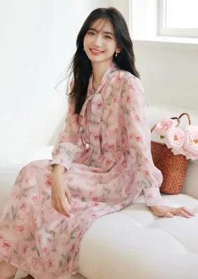 FLORAL WAIST SLIM MIDI DRESS