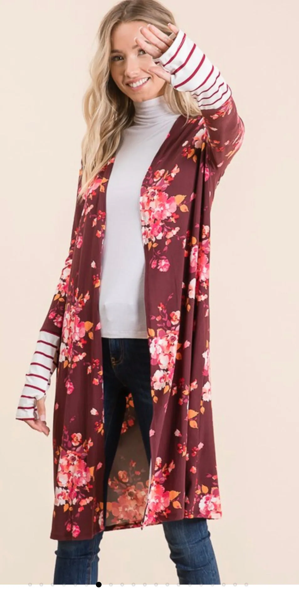 Floral Wine Cardigan