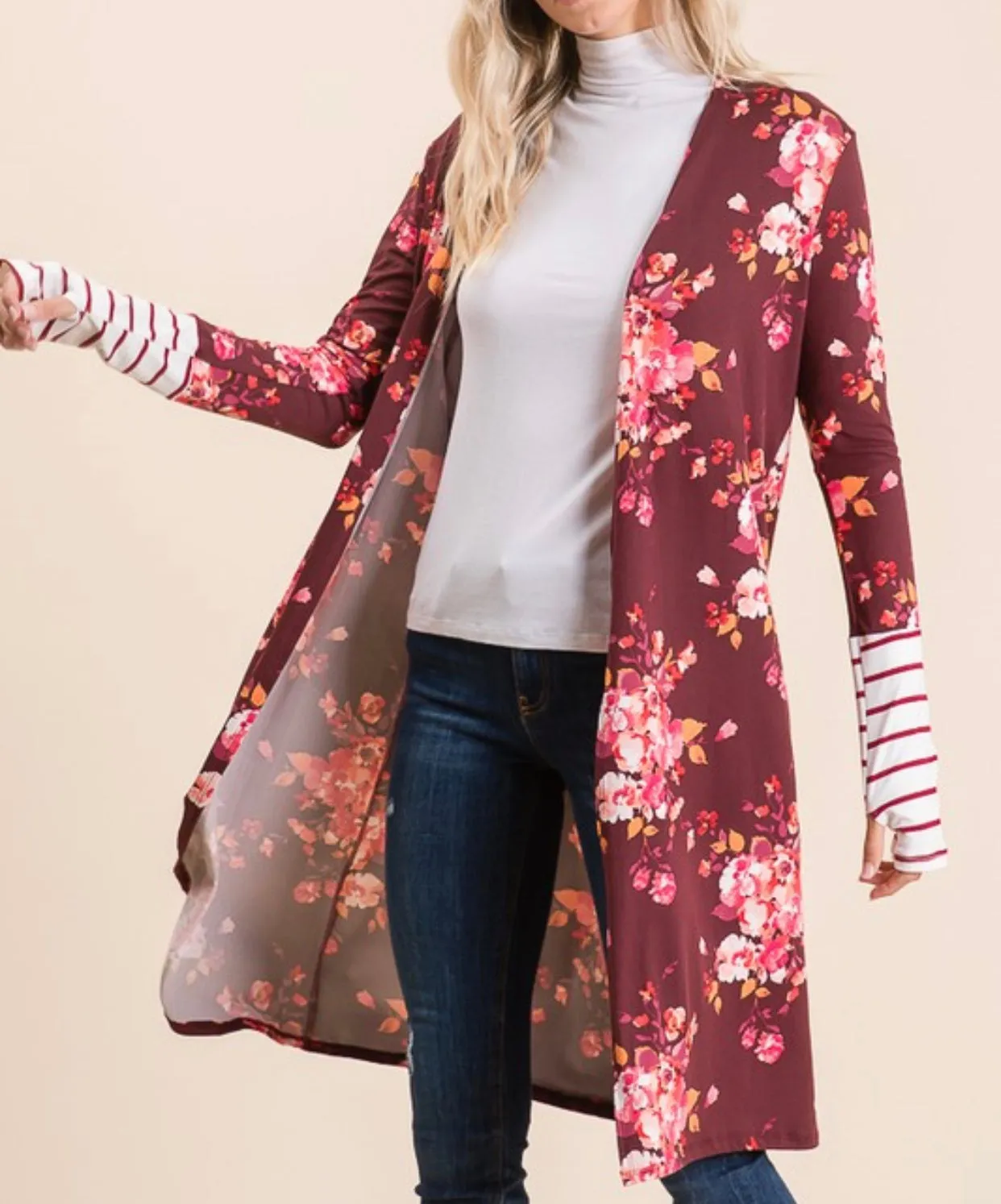Floral Wine Cardigan