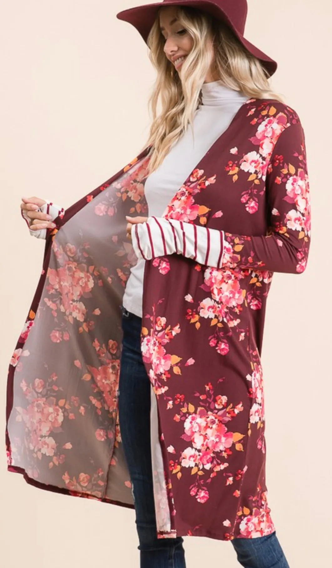Floral Wine Cardigan