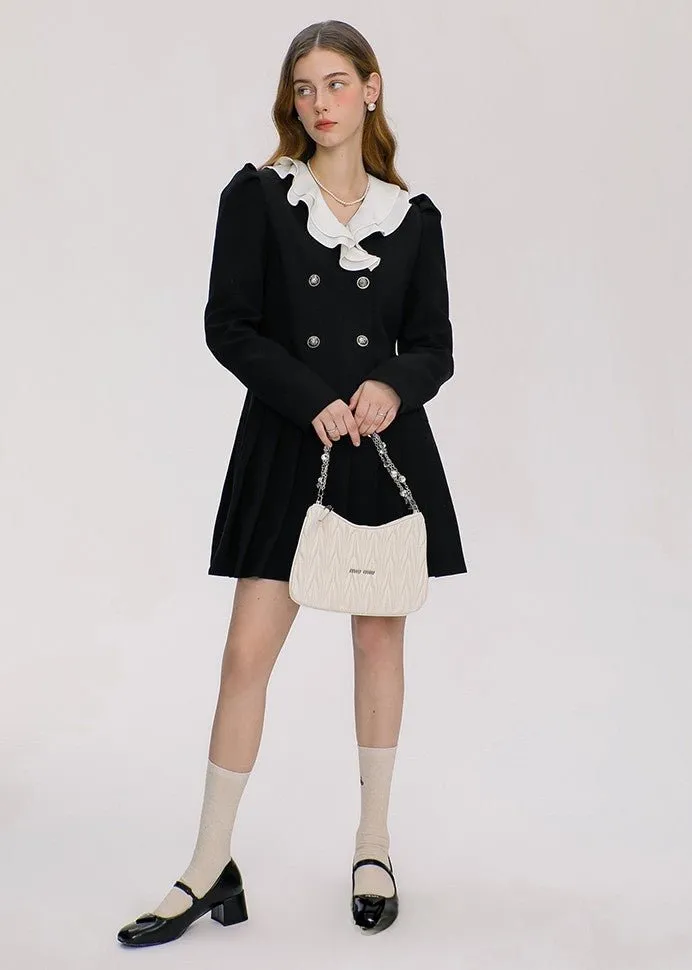 FRILL COLOR RETRO BUTTON DRESS