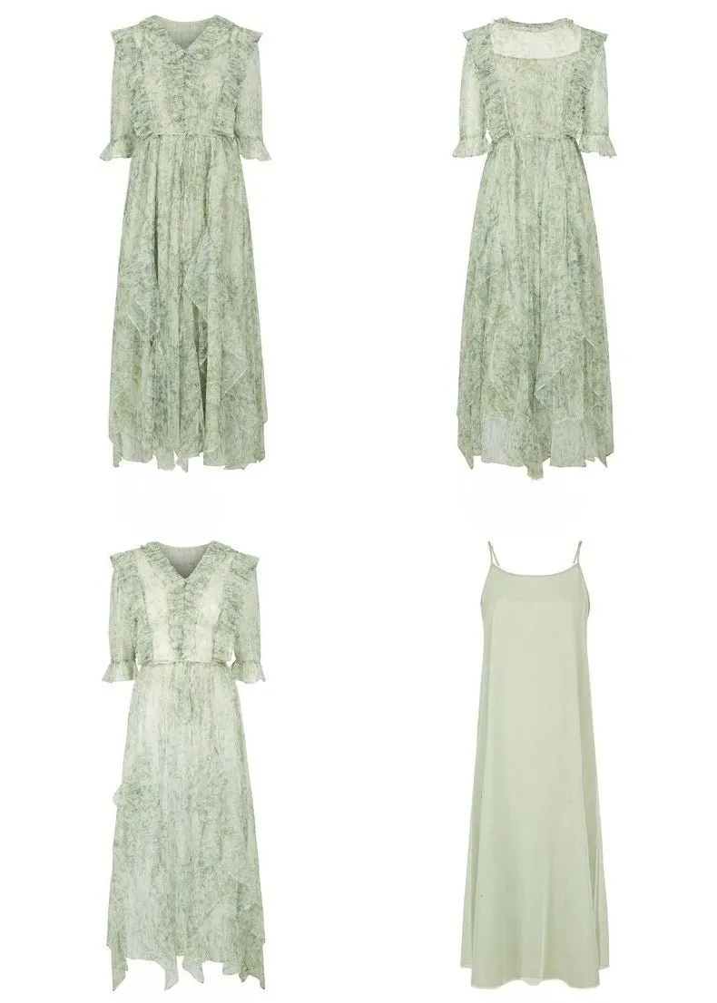 FRILL MESH FLORAL DRESS SET