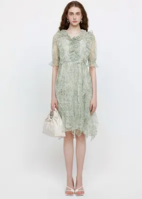 FRILL MESH FLORAL DRESS SET