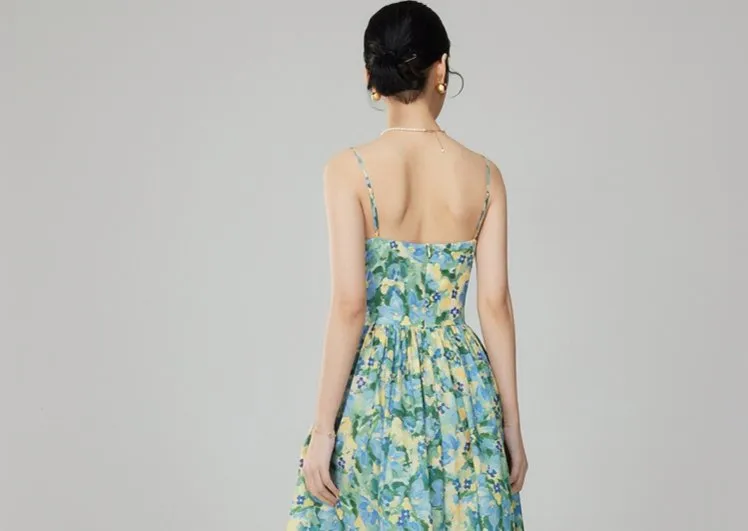 GATHERED CAMISOLE FLOWER DRESS