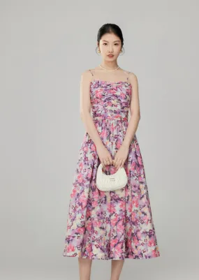 GATHERED CAMISOLE FLOWER DRESS