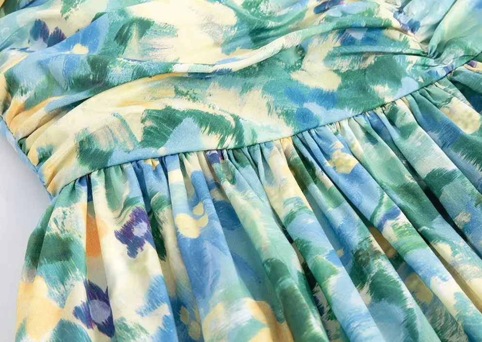 GATHERED CAMISOLE FLOWER DRESS